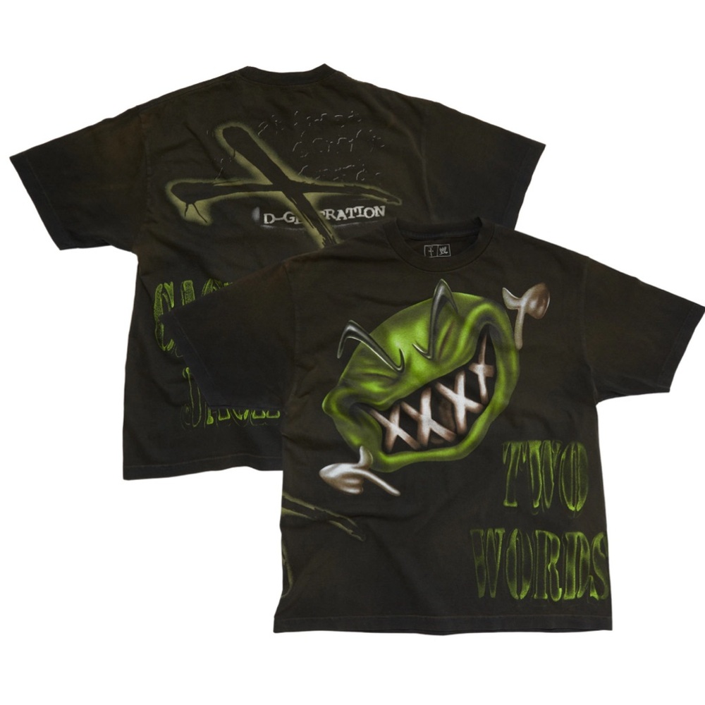 WWE x Travis Scott DX Black and Green Graphic Short Sleeve Tee